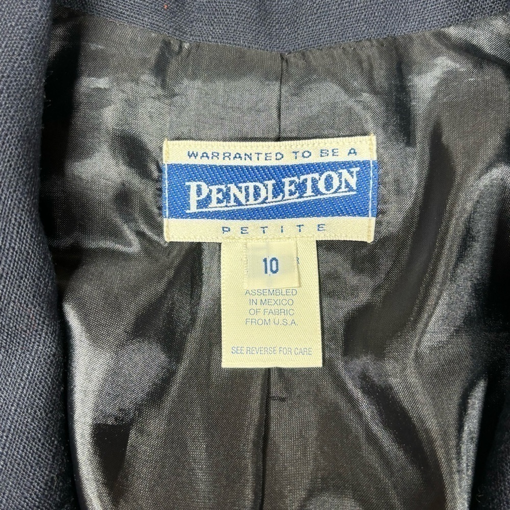 Pendleton Jacket Womens 10 Vintage 90s Linen Blazer Shoulder Pads Professional - Picture 2 of 3